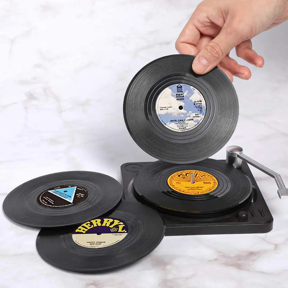 Vinyl Record Player Coaster Set